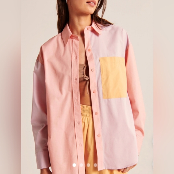 Abercrombie & Fitch Pink Oversized Shirt - Picture 6 of 6